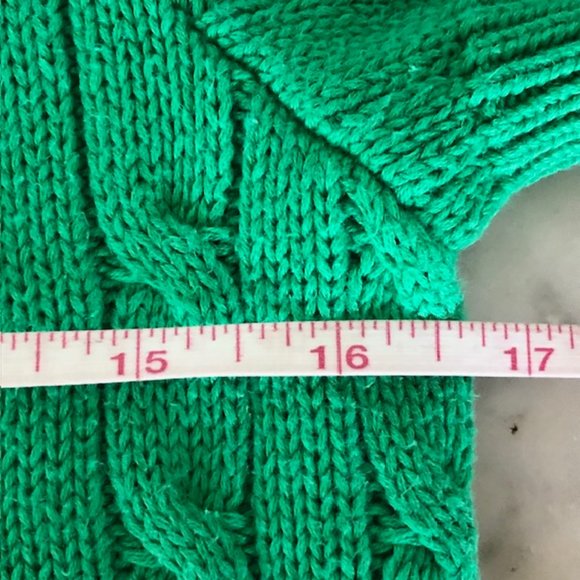 RALPH LAUREN Green Cable Short Sleeve Button Front V Neck Cotton Sweater… - Picture 16 of 17